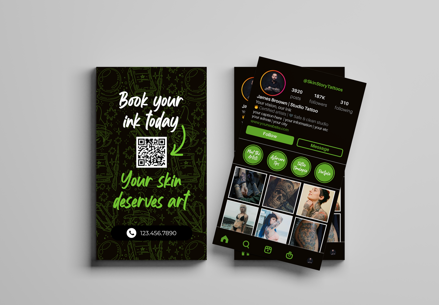 Printed Tattoo Business Cards