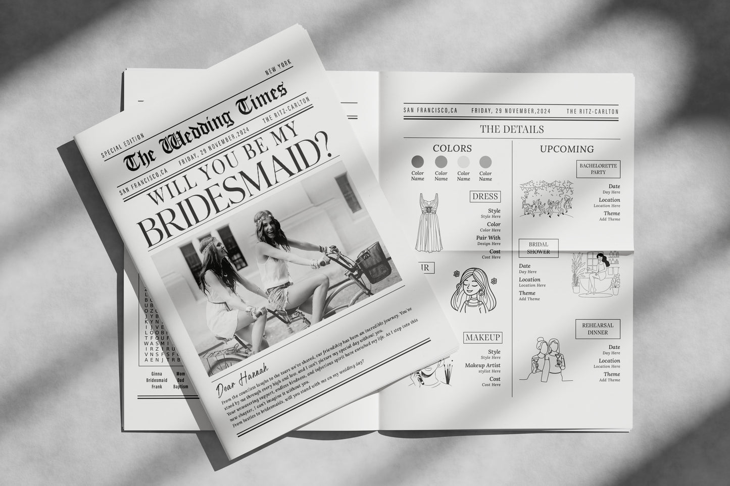 Bridesmaid Proposal Newspaper