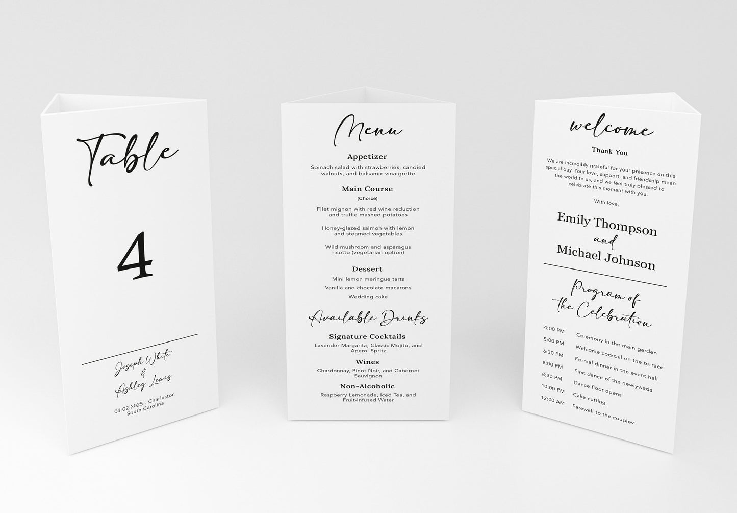 Trifold Wedding Program | Timeline Wedding