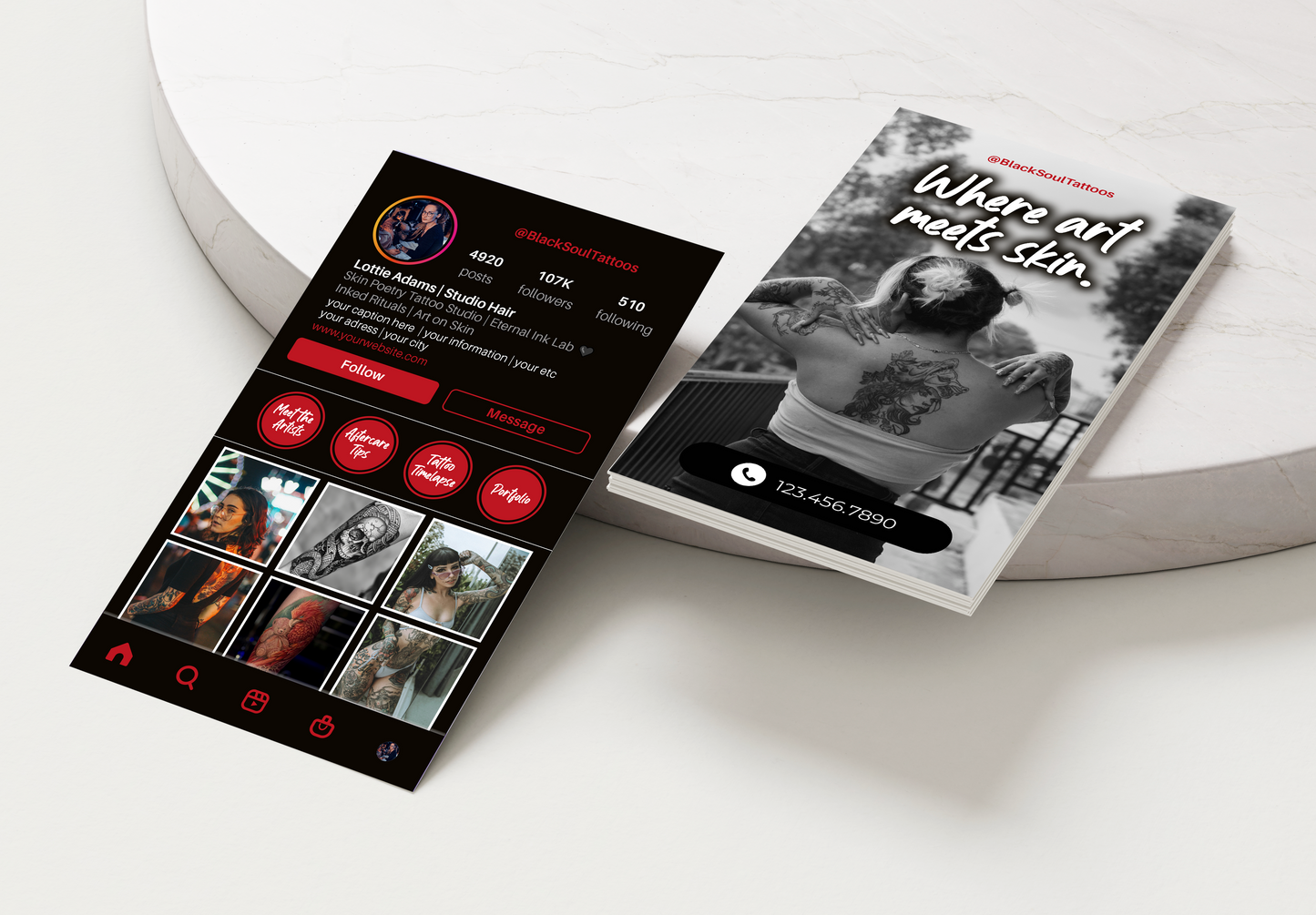 Printed Tattoo Business Cards