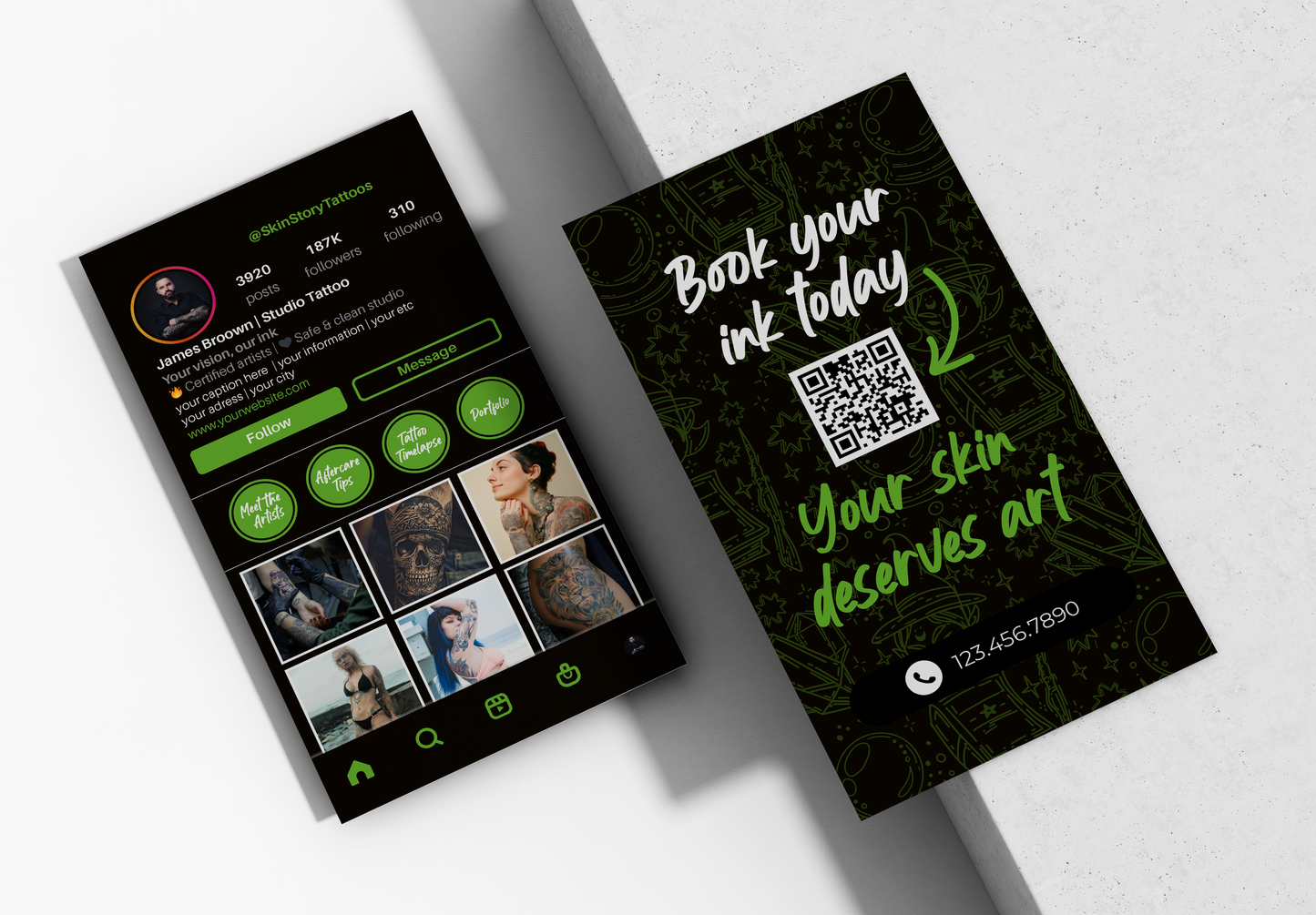 Printed Tattoo Business Cards