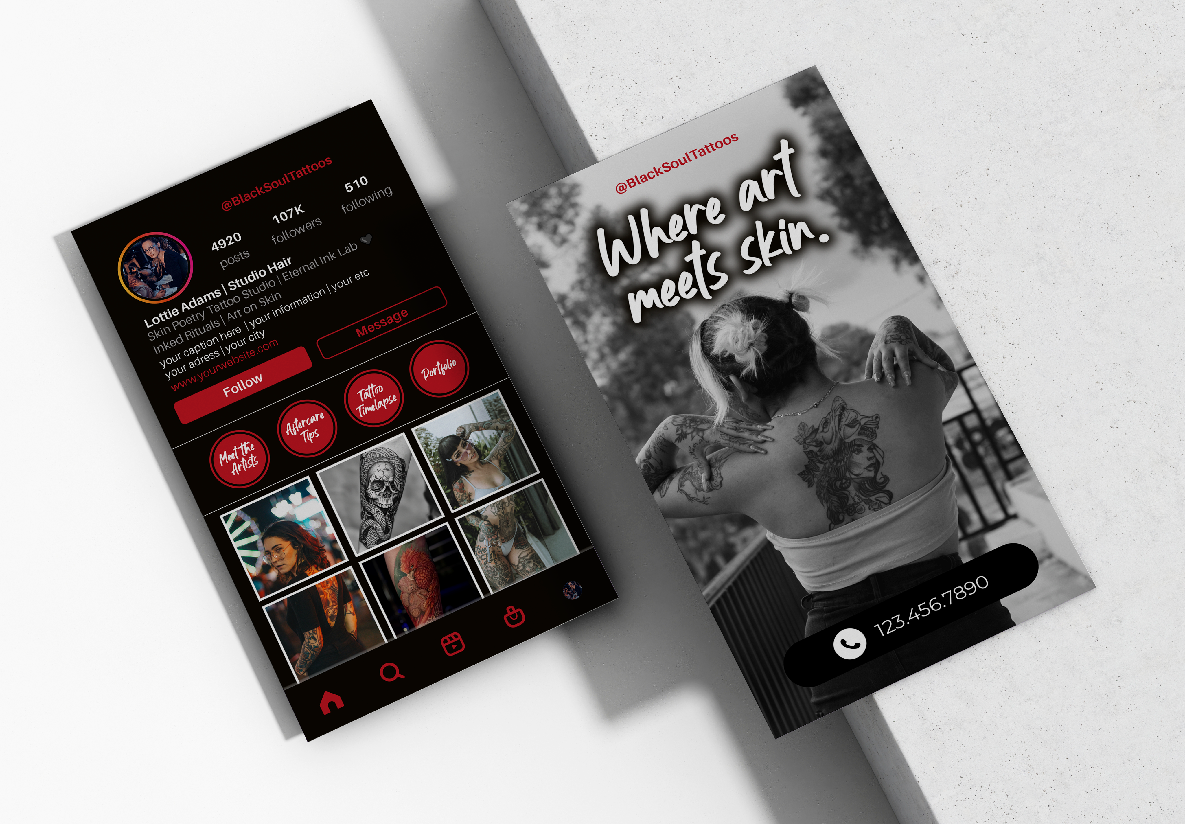 Printed Tattoo IG Business Cards