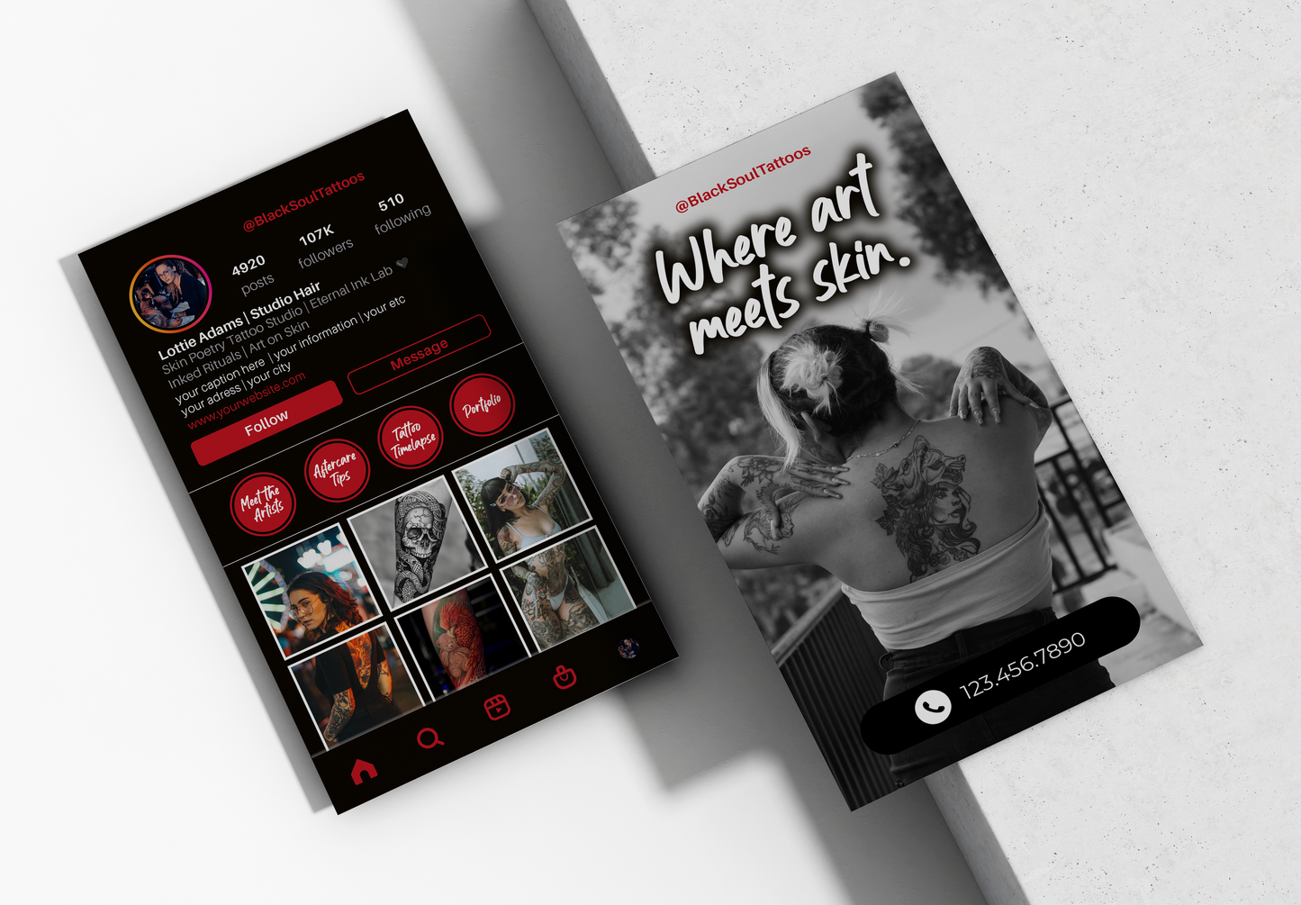 Printed Tattoo Business Cards