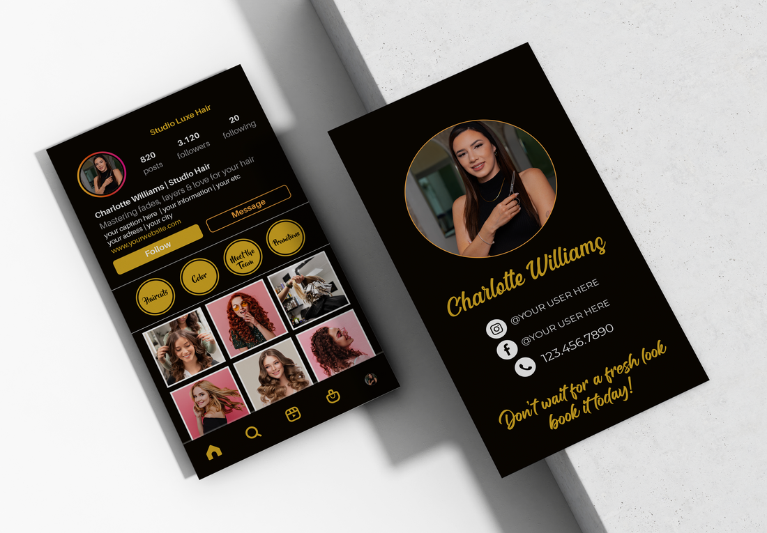 Printed Hair Stylist IG Business Cards