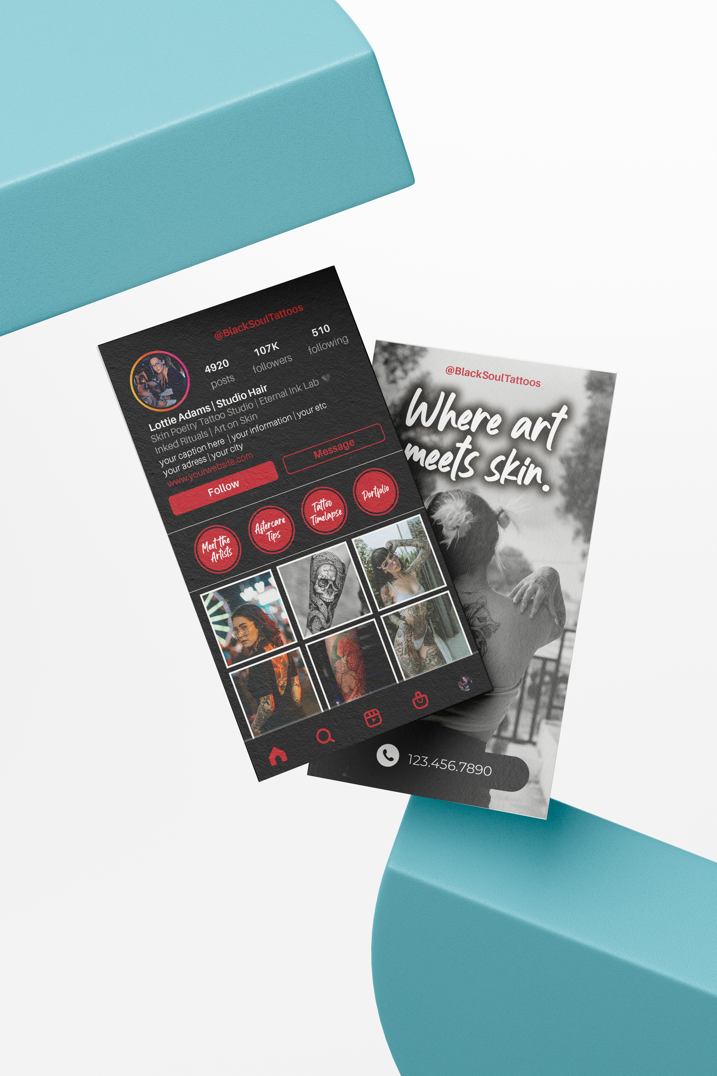 Printed Tattoo Business Cards