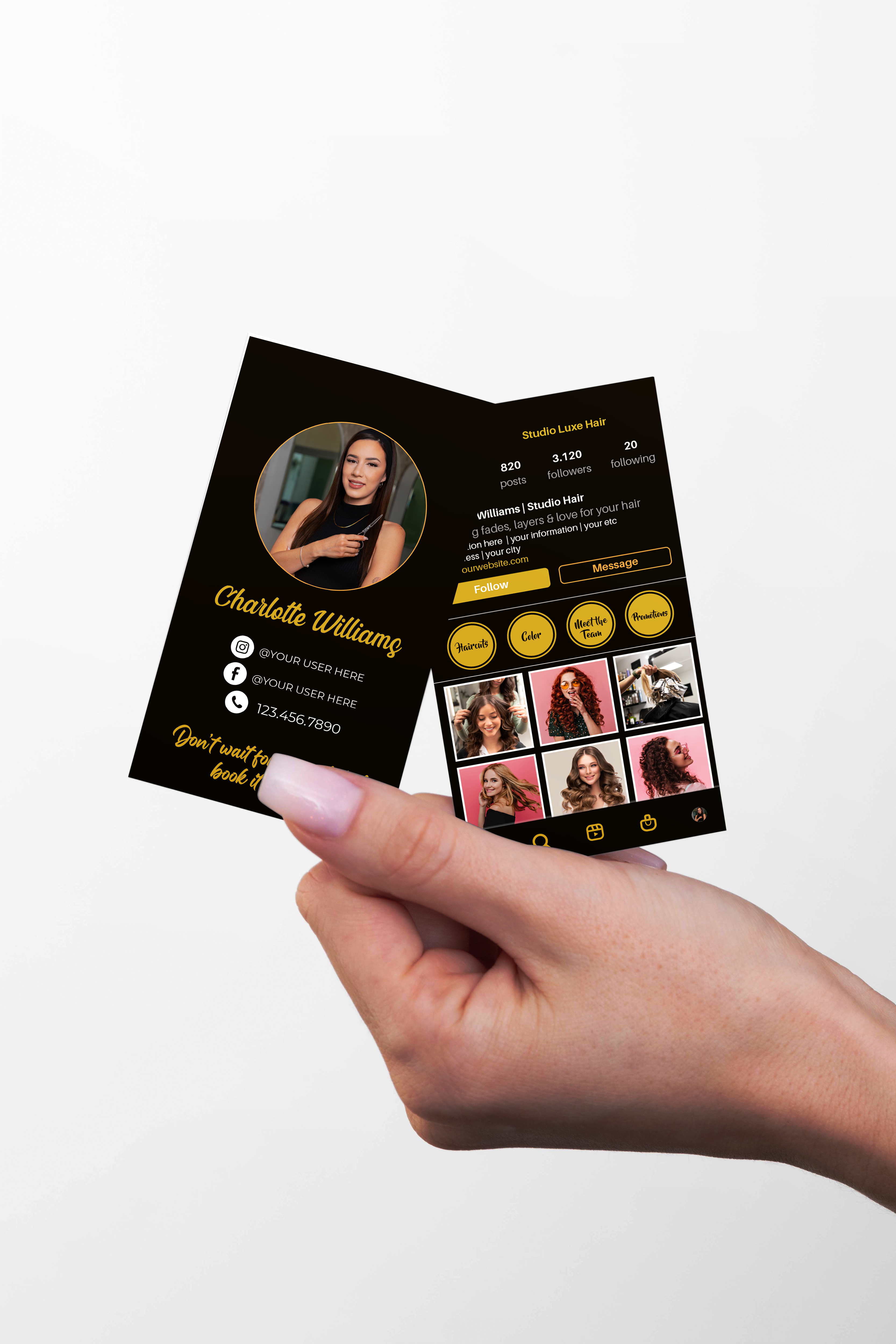Printed Hair Stylist IG Business Cards