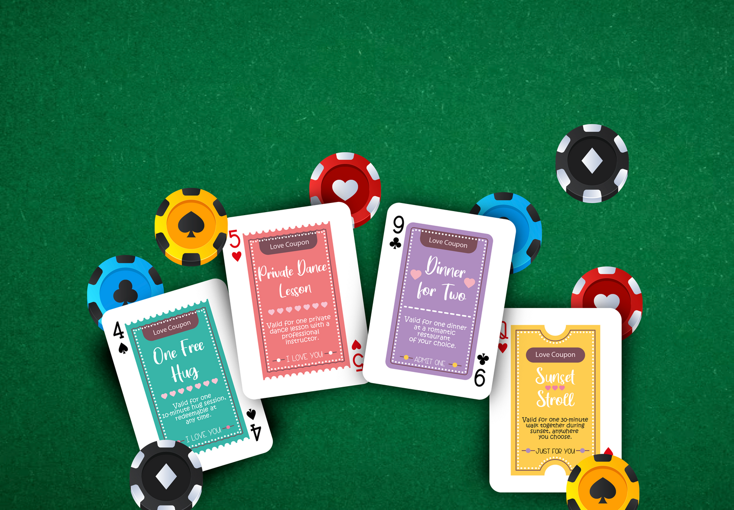 Love Coupon Cards | Love Adventure Playing Cards