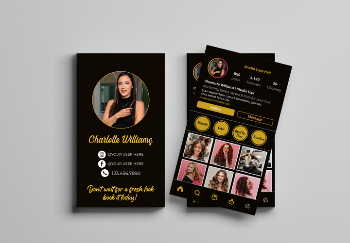 Printed Hair Stylist IG Business Cards