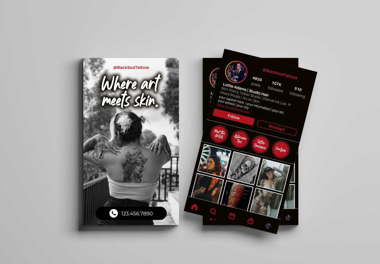 Printed Tattoo Business Cards