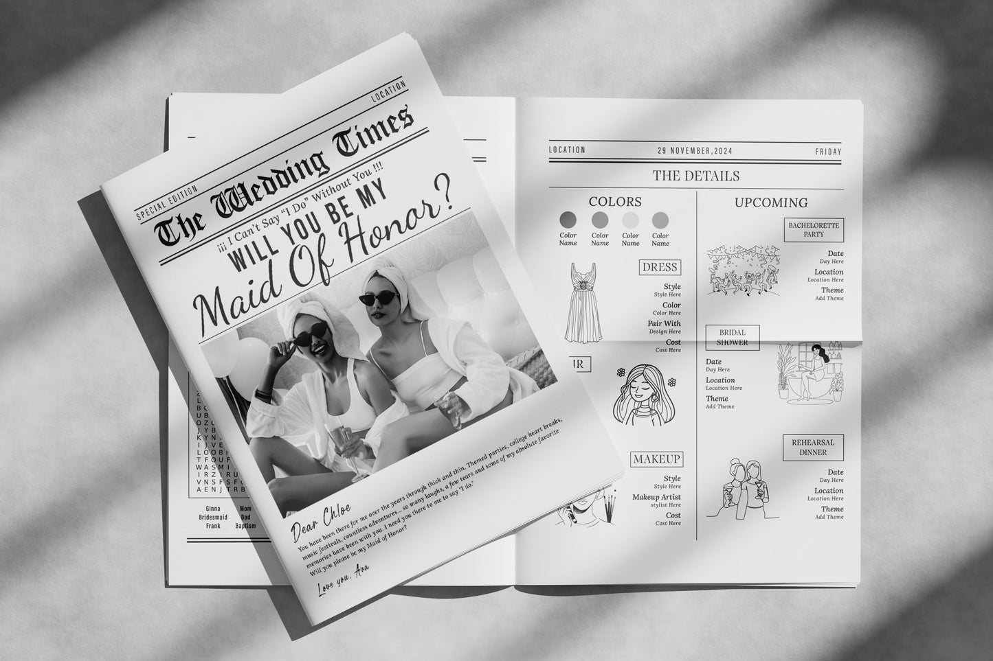 Bridesmaid Proposal Newspaper