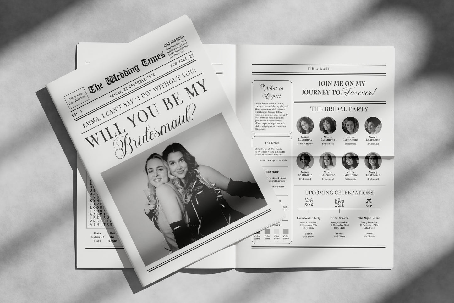 Bridesmaid Proposal Newspaper