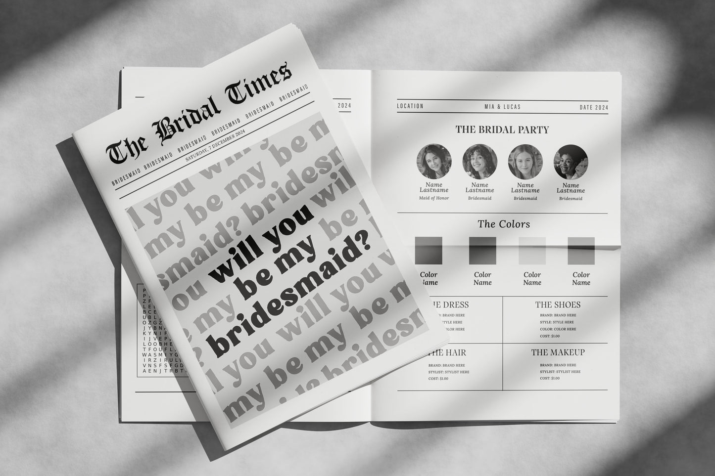 Bridesmaid Proposal Newspaper