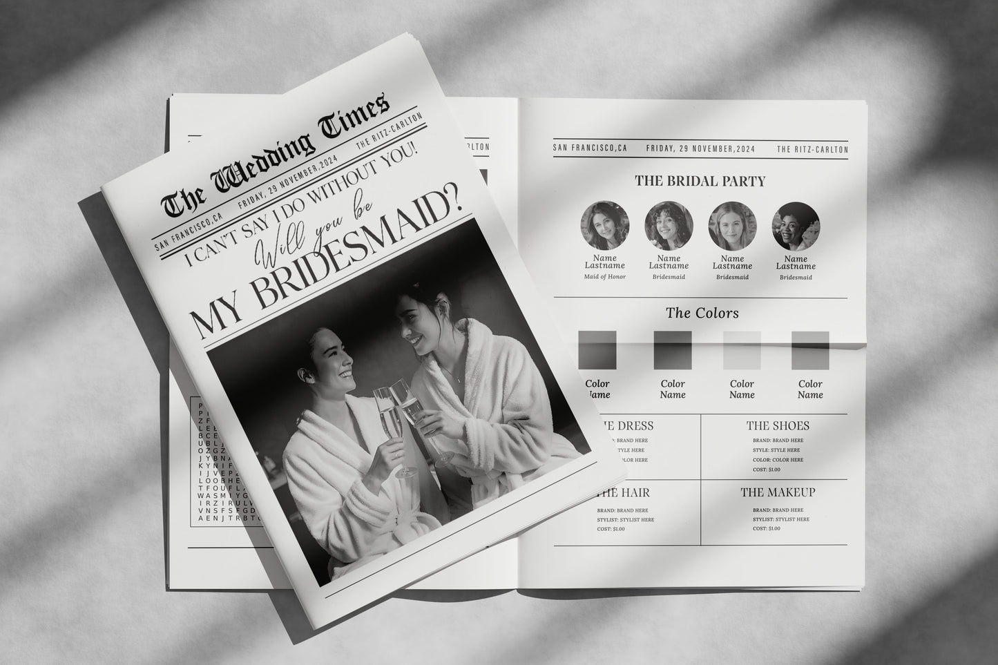 Bridesmaid Proposal Newspaper