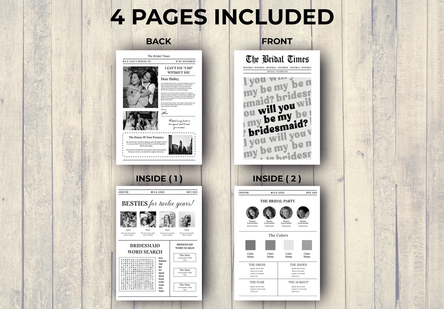 Bridesmaid Proposal Newspaper