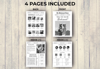 Bridesmaid Proposal Newspaper