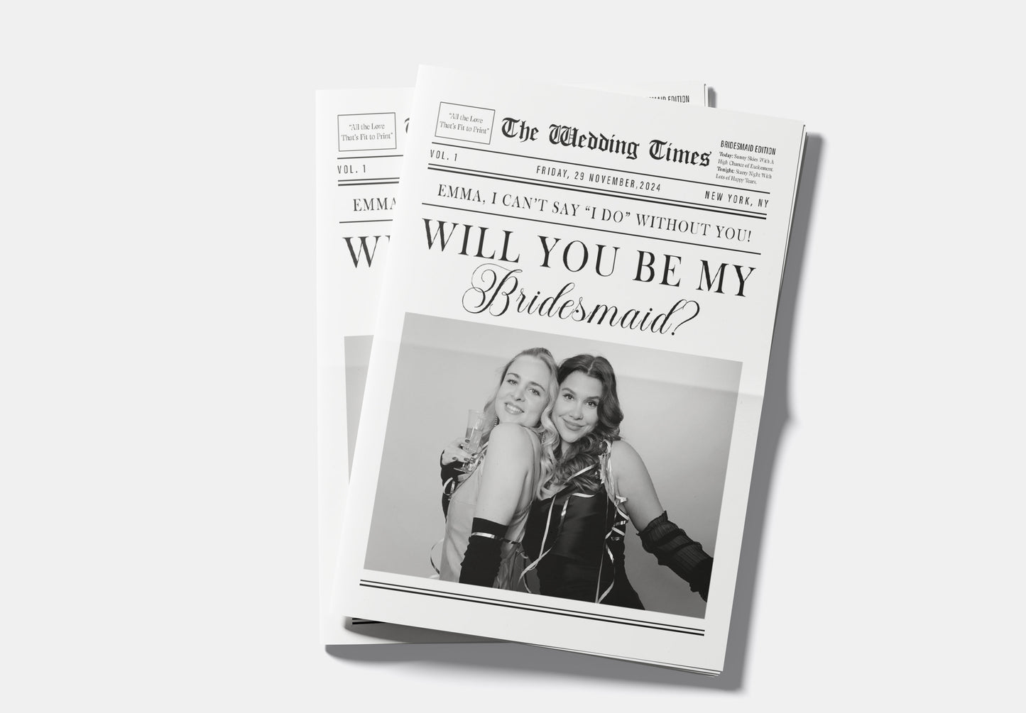 Bridesmaid Proposal Newspaper