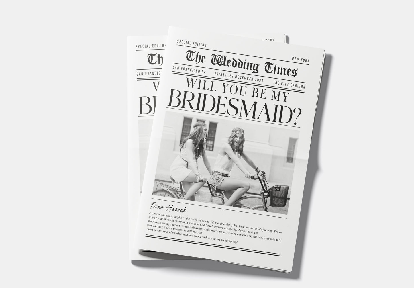 Bridesmaid Proposal Newspaper