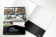 Load image into Gallery viewer, Builder Custom Luxury Presentation Folders 9x12, Business Folders, Two 4 inch pockets, B.C. holder, glued pockets, marketing for  handyman
