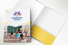 Load image into Gallery viewer, School Presentation Folder, Custom Design With Your Logo. FREE Graphic Design included, Velvet Laminating, school pocket folders
