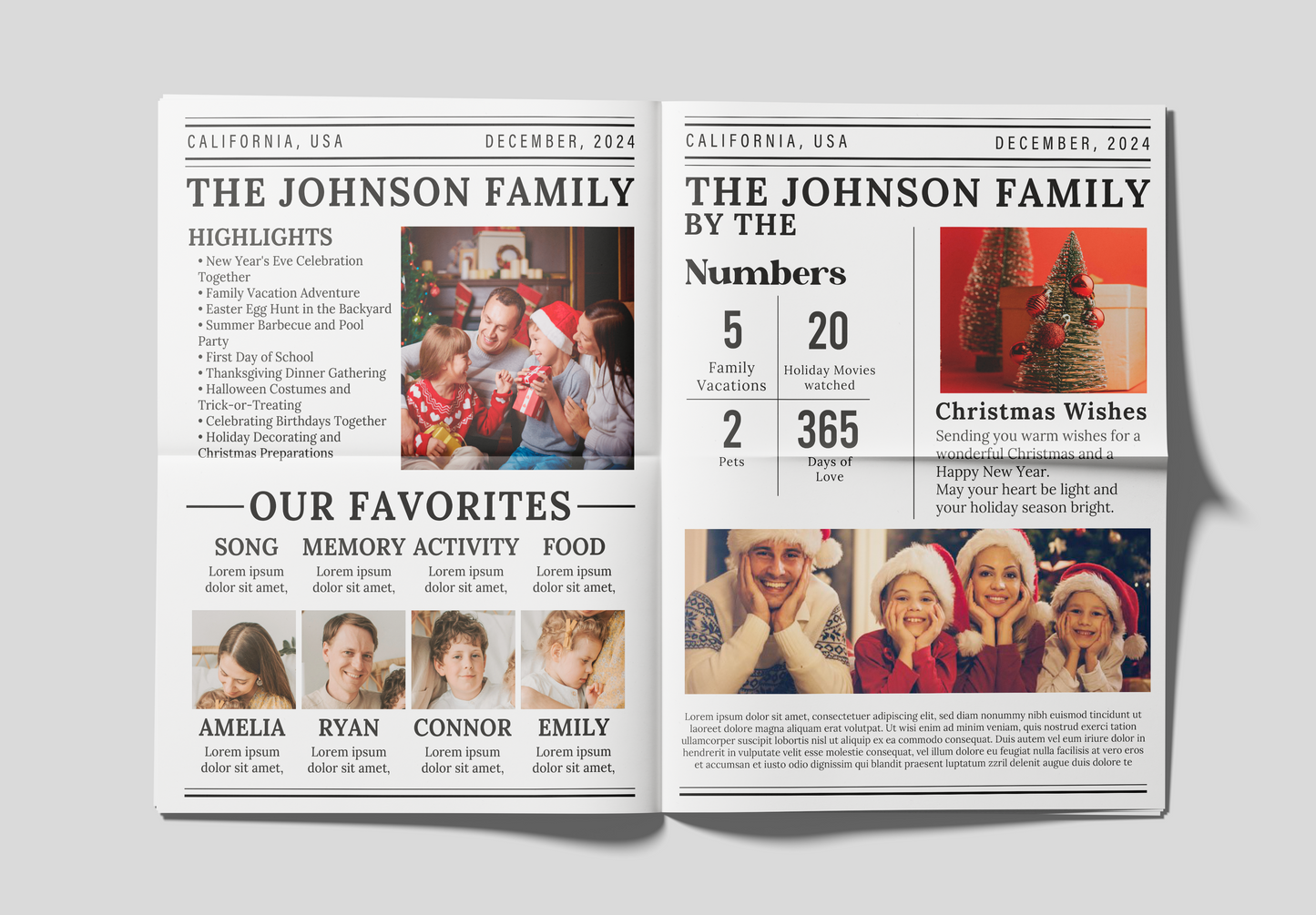 Custom Printed Christmas Newspaper