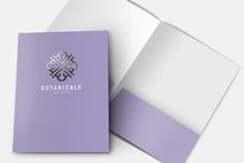 Load image into Gallery viewer, Custom Printed Luxury Pocket Folders with Embossed FOIL | Metallic Foil Presentation folder | Branded Folders | Company Folders | Business Folders | 9 x 12 | Two 4 inch pockets | B.C. holder both pockets
