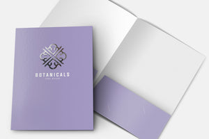 Custom Printed Luxury Pocket Folders with Embossed FOIL | Metallic Foil Presentation folder | Branded Folders | Company Folders | Business Folders | 9 x 12 | Two 4 inch pockets | B.C. holder both pockets