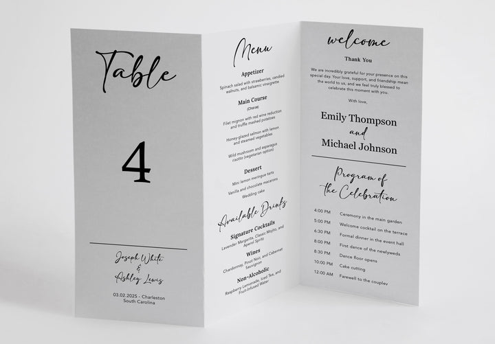 Trifold Wedding Program | Timeline Wedding