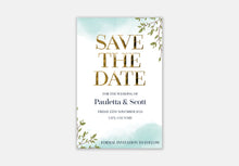 Load image into Gallery viewer, Save the Date Cards |  Wedding Save Our Date Card | Leafy Save the Dates Wedding Announcement | Luxury wedding invitation
