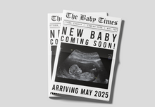 Load image into Gallery viewer, Printed Folded New Baby Announcement Newspaper
